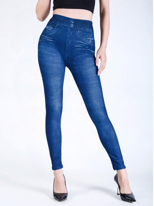 Niebieskie legginsy wysoki stan (S)