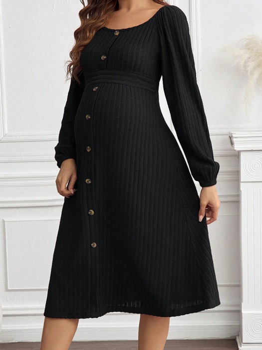 Czarna sukienka guziki (XL)