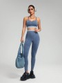 Niebieskie legginsy wysoki stan (S)
