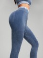 Niebieskie legginsy wysoki stan (S)