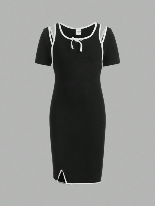Czarna sukienka cut out (8L)