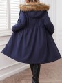 Granatowa ocieplana kurtka parka (S)