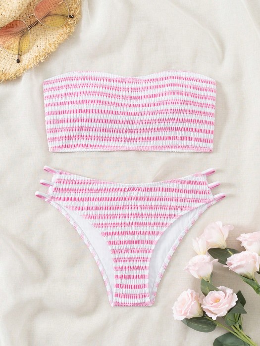 Marszczone bikini dwukolorowe (L)