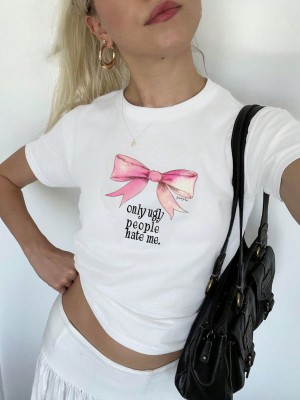 Biała koszulka nadruk (S)