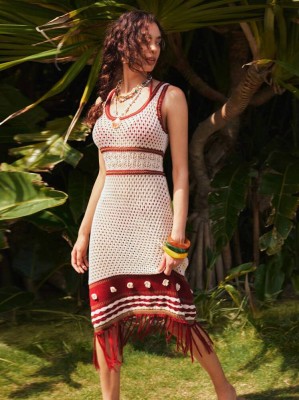 Ażurowa sukienka frędzle (S)