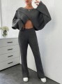 Dzianinowy komplet spodnie sweter (L)