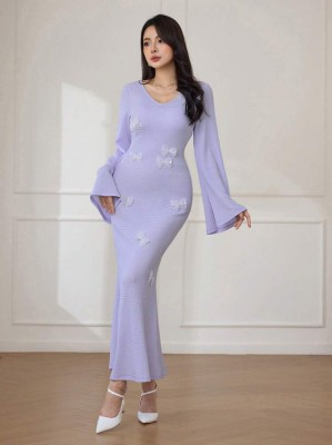 Fioletowa sukienka długi rękaw (S)