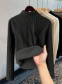 Czarny prążkowany sweter stójka (XL)