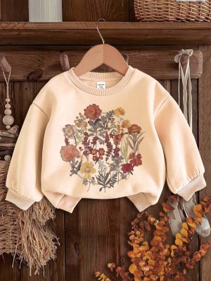 Beżowa bluza nadruk kwiaty (9-12M)