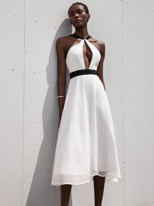 Biała sukienka midi zamek (S)