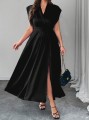Czarna maxi sukienka satynowa (1XL)