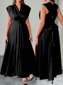 Czarna maxi sukienka satynowa (1XL)