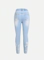 Jasnoniebieskie jeansowe rurki dziury (10L)
