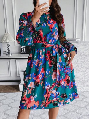 Zielona sukienka wzór pasek (4XL)