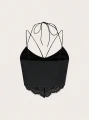 Czarny top cut out koronka (M)