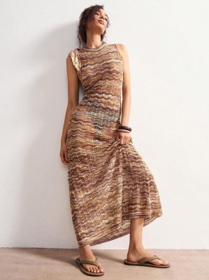 Kolorowa dzianinowa sukienka (S)