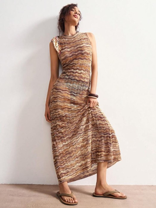 Kolorowa dzianinowa sukienka (S)