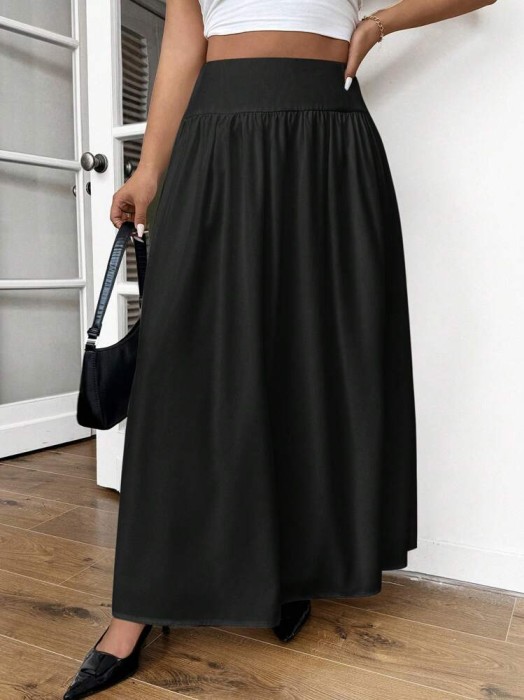 Czarna spódnica maxi marszczenia (0XL)