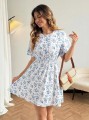 Biała sukienka mini wzór (0XL)