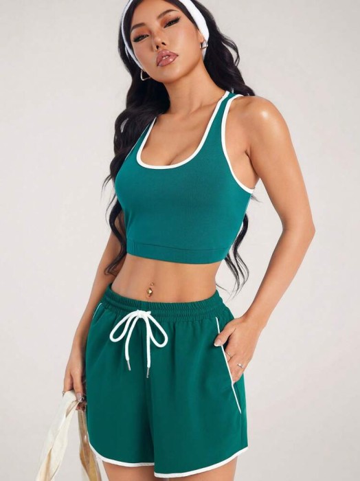 Zielony zestaw szorty top (XL)
