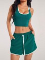 Zielony zestaw szorty top (XL)