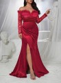 Czerwona sukienka maxi koronka (4XL)