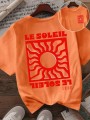 Pomarańczowy jaskrawy t-shirt nadruk (L)