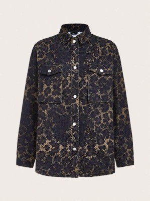 Wzorzysta kurtka jeansowa oversize (XS)