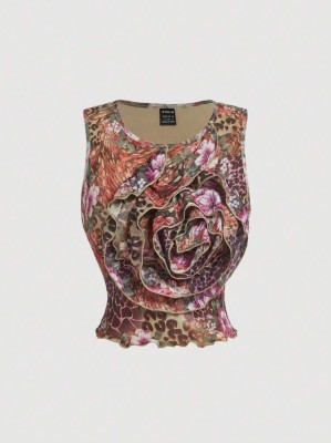Kolorowy top kwiaty (M)