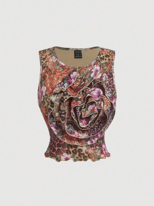 Kolorowy top kwiaty (M)