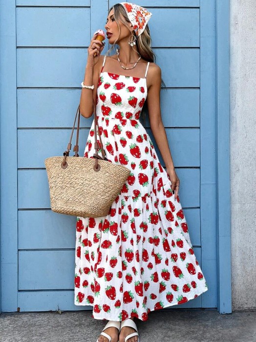 Biała sukienka odkryte plecy wzór (S)