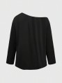 Czarna koszulka rękaw 3/4 nadruk (4XL)