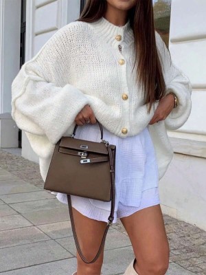 Śmietankowy kardigan oversize (1XL)