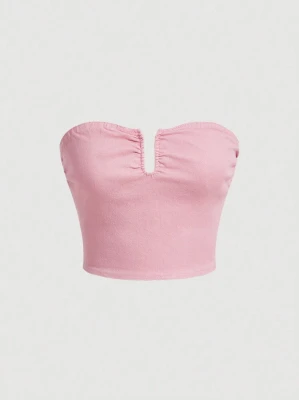 Różowy jeansowy top (XL)