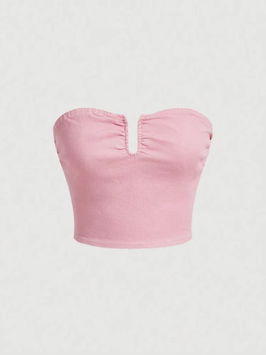 Różowy jeansowy top (XL)