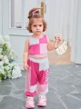 Kolorowy komplet spodnie top (9-12M)