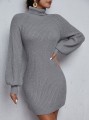 Szara dzianinowa sukienka golf (M)