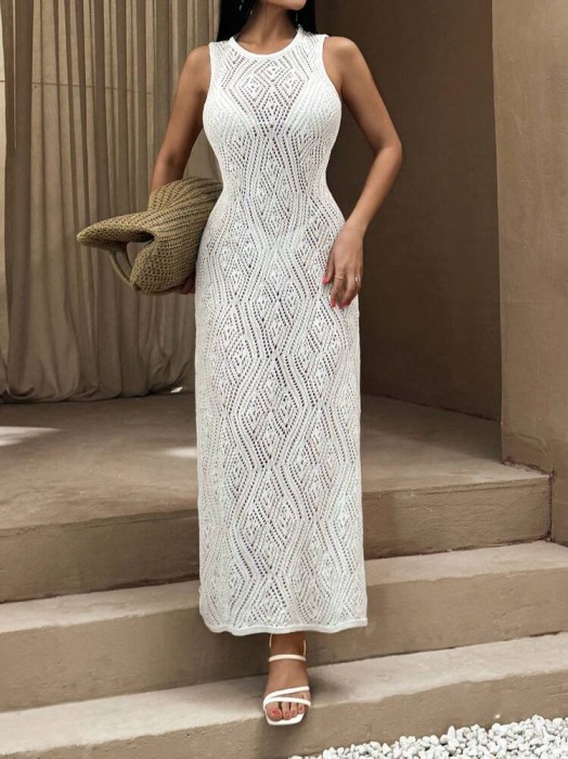 Dzianinowa sukienka maxi bez rękawów (M)