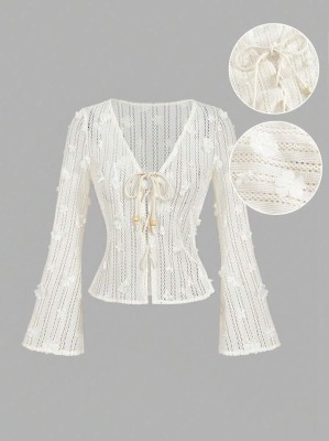 Prześwitująca bluzka ecru (L)