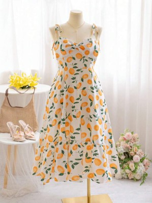 Biała sukienka letni nadruk (0XL)