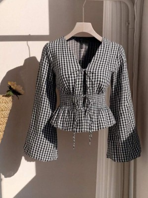 Dwukolorowa bluzka wiązanie (1XL)