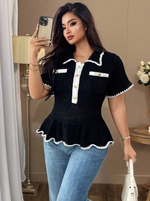 Czarna dzianinowa bluzka (0XL)