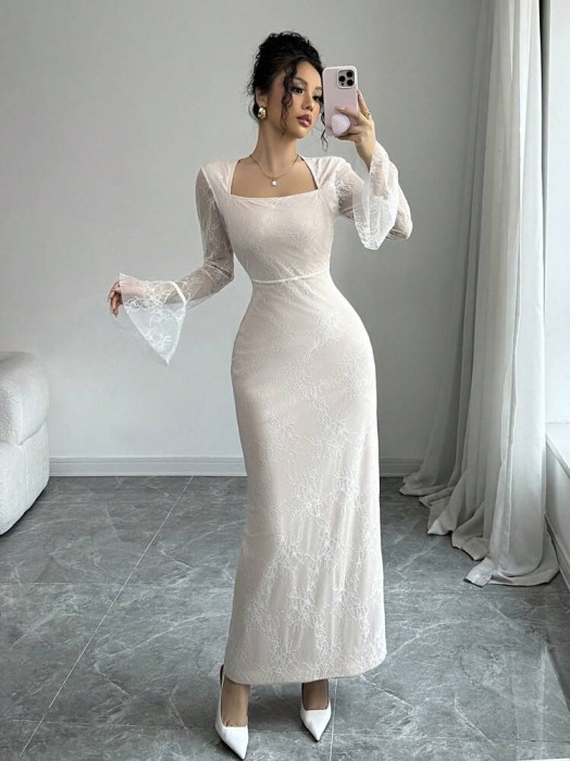 Biała koronkowa sukienka (S)