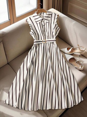 Biała koszulowa sukienka pasek (2XL)