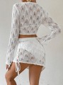 Biały komplet spódnica top (XL)