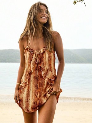 Wzorzysta sukienka mini ramiączka (S)