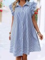 Koszulowa sukienka paski (0XL)