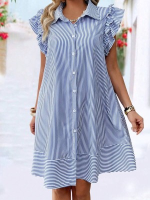 Koszulowa sukienka paski (0XL)