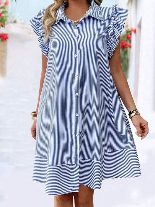 Koszulowa sukienka paski (0XL)
