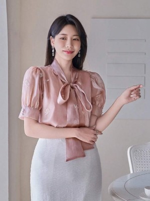 Szyfonowa bluzka wiązany dekolt (XL)